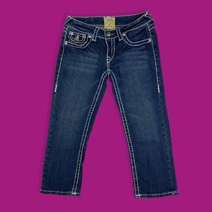 Rhinestone Dark Wash Capris